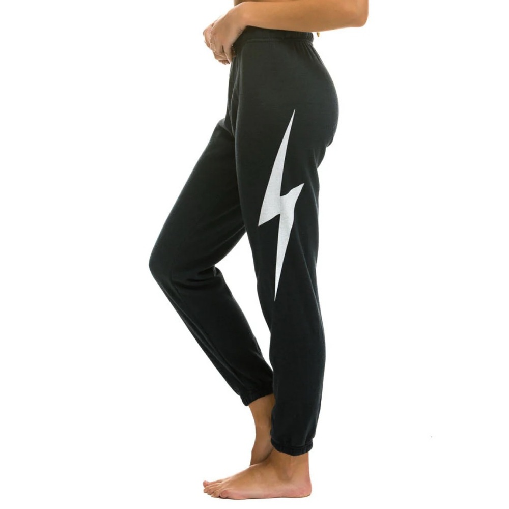 Aviator Nation women’s charcoal white lightning bolt sweatpants size SMALL